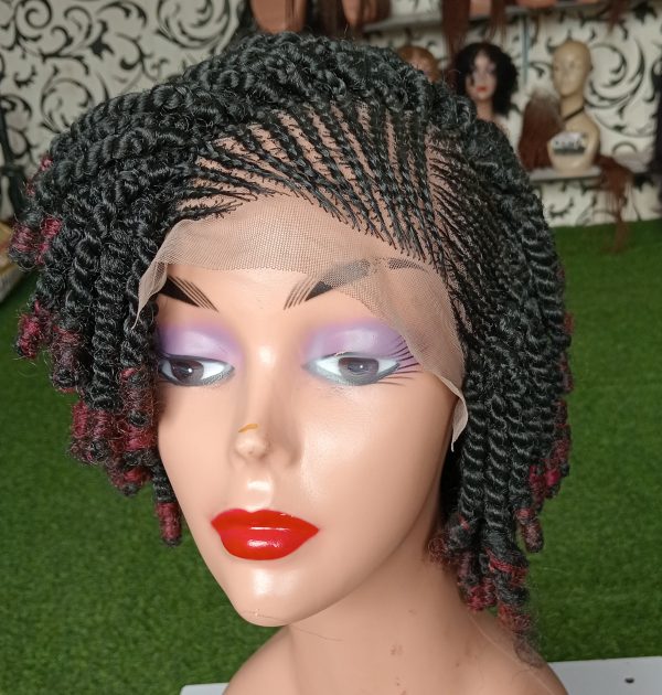 Short Kinky Ghana Weaving Braided Wig – Natural Look